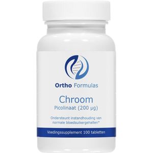 Chroom Picolinaat - 200 µg - 100 tabletten - balans bloedsuiker - normale stofwisseling - chroom supplement - vegan