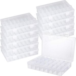Opbergdoos met 24 vakken - Plastic verstelbare vakken assortimentsdoos - Doorzichtige sorteerdoos voor kleine onderdelen, schroeven, sieraden, oorbellen