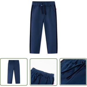 vidaXL Blauwe Kinderbroek - Kinderbroek - Kinderbroek met zwarte bies 104 marineblauw - Meisjesbroek - Jongensbroek - Stoffen Broek