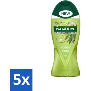 5 x Palmolive - Natural Wellness - Douchegel - Balancing - Ontspannend & Fris - 250 ml - Aloë Vera - Kamille - Gevoelige Huid - Dagelijks Gebruik - Milieuvriendelijk