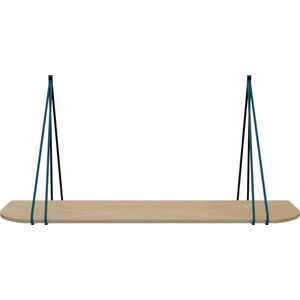 Leren split-plankdragers - Handles and more® - 100% leer - PETROL - set van 2 / excl. plank (leren plankdragers - plankdragers banden - leren plank banden)