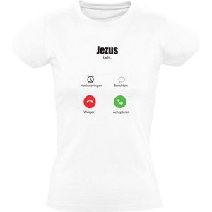 Jezus belt Christelijke Dames T-shirt - god - geloof - religie - kerk - christenen - telefoon - grappig