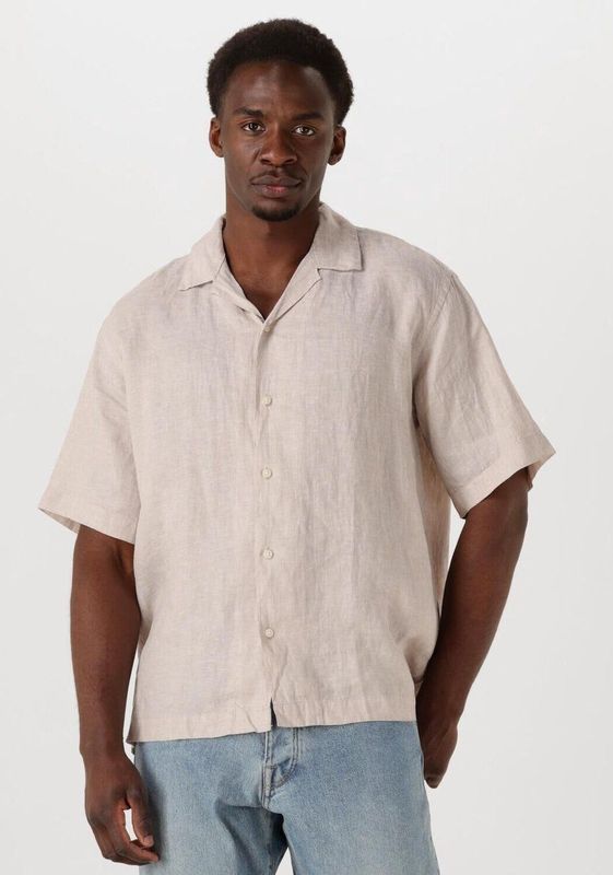 Selected Homme - Slhregkylian SS Shirt - Overhemd - Beige - Korte Mouwen - Luchtige Stof