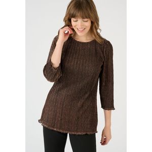Damart - T-shirt in getextureerd tricot met glinstering - Dames - Bruin - XS
