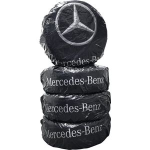 Set van 4 Mercedes-Benz bandentassen, zwarte bandentassen, bandenbescherming, robuust, beschrijfbaar, ecologisch, B67885111