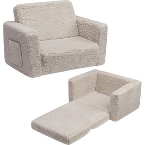 NMS® Kindersofa - Kinderzetel - Kinderbank 2 in 1 - 41x18x32cm - Lichtgrijs