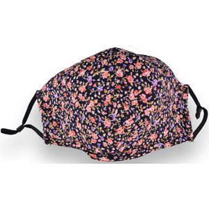 Limited Edition: Stijlvolle Zwarte Mondkapjes met Bloemenpatroon - Multikleur - Niet-Medisch - Comfortabel 100% Katoen - Wasbaar - Voor Dames & Meisjes
