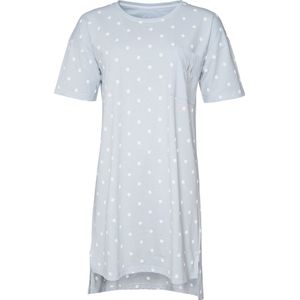 By Louise Dames Nachthemd Korte Mouw Blauw Gestipt - Maat XXL | Big shirt | Slaaphemd