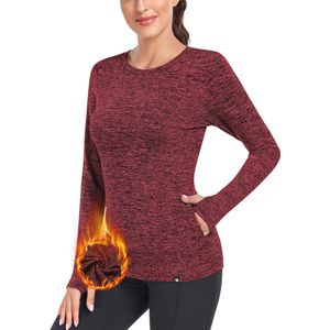 Warm thermo-shirt dames lange mouwen fleece ademend functioneel shirt