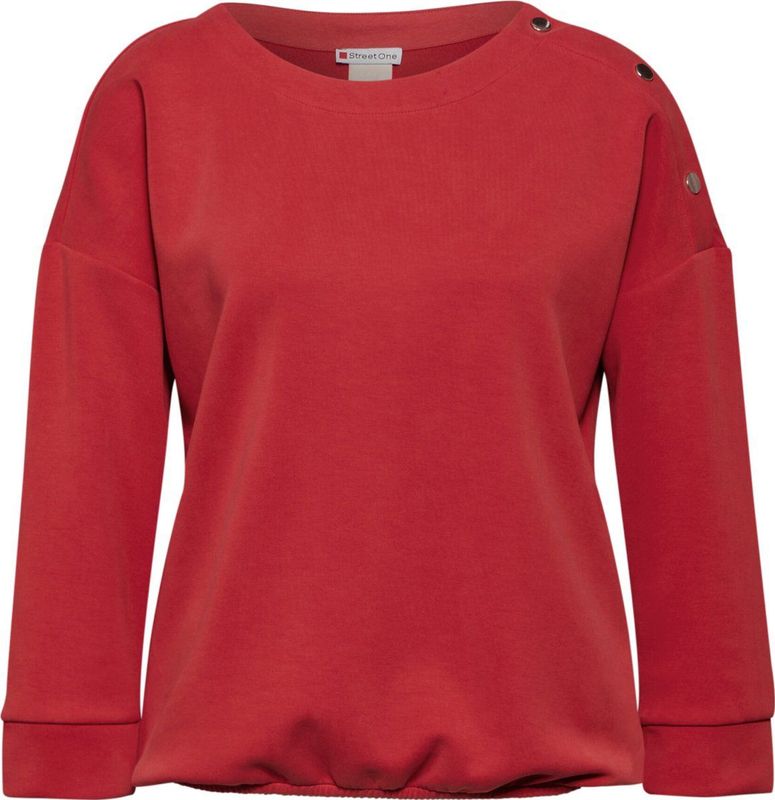 Street One - Dames - Overhemd - Rood - 3/4 Mouwen, Knoopdetail, Ronde Halslijn