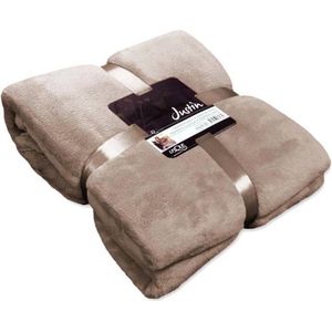 Unique Living Justin - Fleece polyester - Plaid - 150x200 cm - Warm Taupe