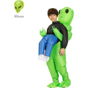 Collox Alien opblaasbaar kostuum - ET - Verkleedkleding - Voor kinderen tussen 120 en 140 cm - Inclusief luchtpomp en accubak (exclusief batterijen)
