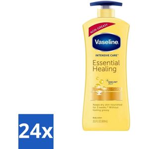 24 x Vaseline - Essential Healing - Body Lotion - Intensief Voedend - 600 ml - Intensieve Voeding - Droge Huid - Bodymilk - Vaseline - Hydraterende Bodymilk
