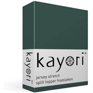 Kayori Shizu jersey stretch split-topper hoeslaken - Tweepersoons - Donkergroen
