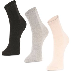 Alpaca-wollen sokken (Maat 36-41) - 3 Paar - Dun - Grijs/Zwart/Licht roze - American Alpaca - Vrouwen