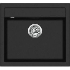 GURARI Spoelbak SQQ100 - 601 W., (1 st), granieten inbouw gootsteen zwart metallic