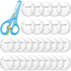 30 stuks transparante acryl button badges zelf maken kit - kinderveiligheidsschaar - handwerk .