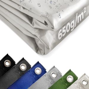 Afdekzeil - Zeildoek - Zeildoek waterdicht - Afdekzeilen - Bouwzeil - Dekzeil - Afdekzeil waterdicht - 7.8 kg - PVC-gecoate stof - Grijs - 4 x 3 m
