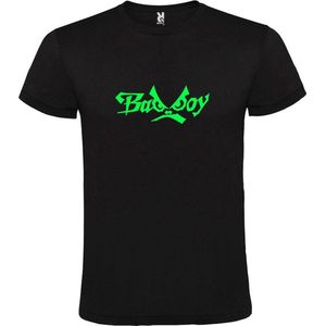 Zwart  T shirt met  ""Bad Boys"" print Neon Groen size XXL