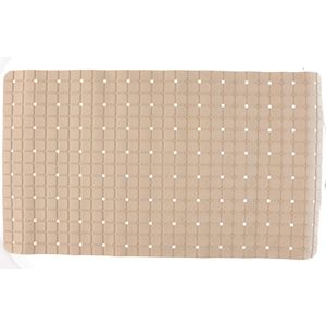 Badmat/douchemat beige vierkant patroon 69 x 39 cm - Anti-slip mat voor in de douchecabine