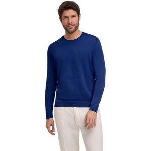 FALKE Basic Cotton Crew Neck elegante klassieker katoen trui heren blauw - maat XXL