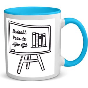 Akyol - bedankt voor de fijne tijd koffiemok - theemok - blauw - Juf - meester - afscheid school - 350 ML inhoud