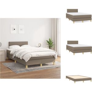 vidaXL Boxspringbed - Pocketvering - 120 x 200 cm - Taupe - Duurzaam stof - Verstelbaar hoofdbord - Middelharde ondersteuning - Huidvriendelijk topmatras - Bed