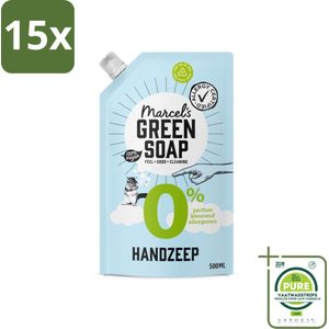 15 x Marcel's Green Soap - Handzeep 0% - Navulling - Plantaardig & duurzaam - 500 ml - Grootverpakking - Handzeep - Navulling - Biologisch Afbreekbaar - Plantaardige Zeep - Gevoelige Huid
