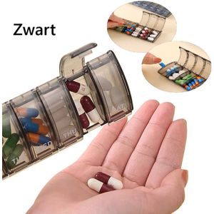 Pillendoosje I Pillendoos I Medicijn Doosje I Medicijnendoosje Transparant I Pil Box I 7 dagen I 1 Week I Zwart