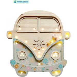 Little lights nachtlamp kinderlamp volkswagen bus Flower powe | Duurzaam handgemaakt.