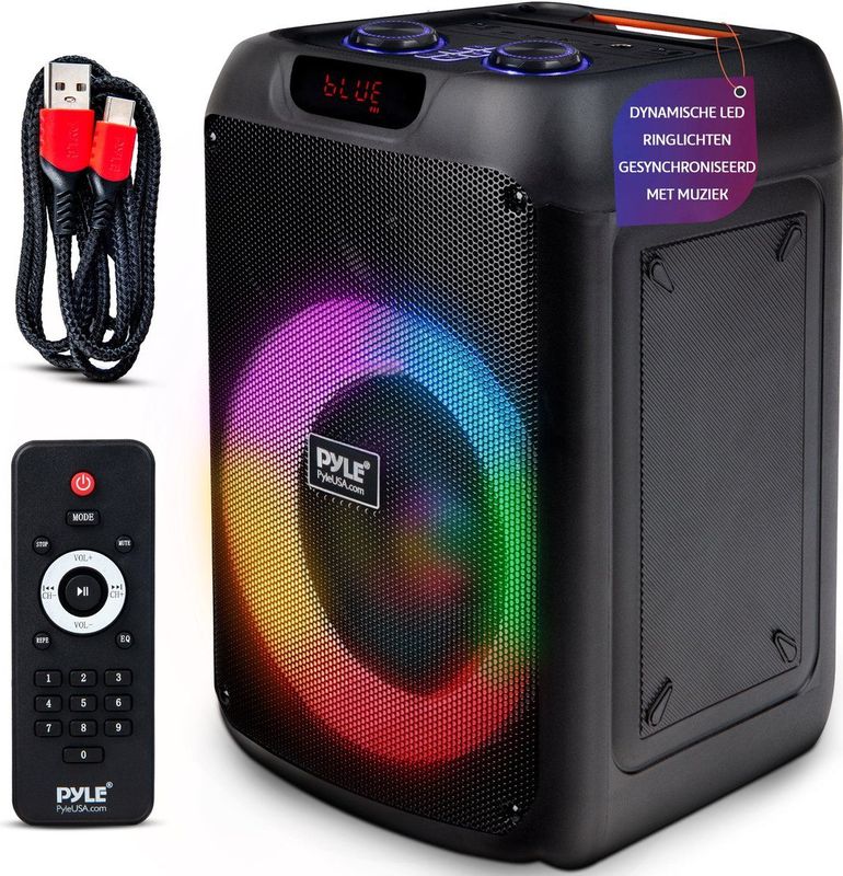 Pyle Bluetooth Party Speaker – 100W – True Wireless Stereo – Krachtige Bas & Helder Geluid – Draagbare Grote Speaker