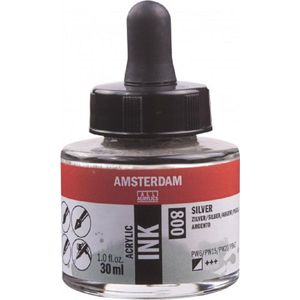 Amsterdam Acrylic Inkt Fles 30 ml Zilver 800