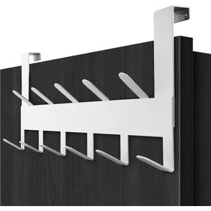 Deurkapstok - ruimtebesparende deurkapstok om op te hangen met 11 haken - kledinghaken deur met vilten pads - witte deurhakenlijst - universele deurhaken perfect voor kleine ruimtes