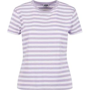 Urban Classics - Regular Striped Dames T-shirt - XL - Wit/Lila