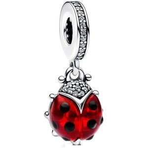 Bedel Lieveheersbeestje - RomyStones - Sterling Zilver & Rood Emaille