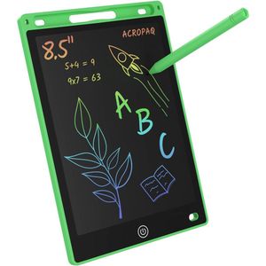 Tekentablet kinderen - 8,5 inch, Groen met kleurenscherm - Drawing tablet, Grafische tablet, LCD tekentablet - ACROPAQ