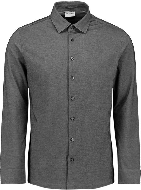 No Excess - Overhemd - Donkergrijs - Regular Fit - Lange Mouw