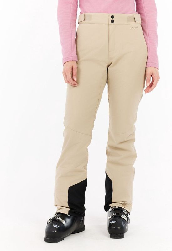 Protest Prtvoleta - Skibroek Dames - Zak met rits - Verstelbare schouderbanden - Waterkolom 10K – Bamboobeige