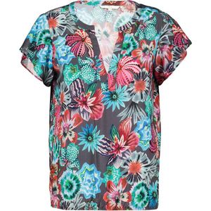 DIDI Dames Blouse Flare in dark shadow with Floral Medley print maat 46
