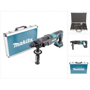 Makita DHR 241 18 V Li-ion accuklopboormachine met SDS-Plus boorhouder solo + Makita D-42444 SDS-Plus boorbeitelset 17-delig in aluminium koffer