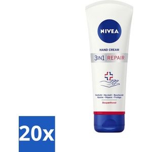 20 x NIVEA - Handcrème - 3-in-1 Herstel - Verlicht - Herstelt - Beschermt - 100 ml - Hydratatie - Huidbarrière - Vochtverlies - Gevoelige Huid - Herstellende