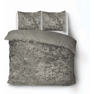 iSleep Dekbedovertrek Crushed Velvet - Tweepersoons - 200x200/220 cm - Zand