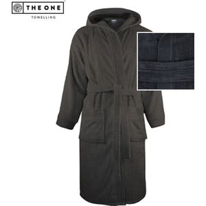 The One Towelling Velours Badjas - S/M - Badstof kamerjas met capuchon - Hoge vochtopname - 450 gr/m² - Gekamd katoen - Antraciet
