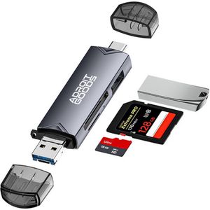 AdroitGoods - SD Kaart Lezer - Grijs - USB C - Geheugenkaartlezer