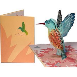 Popcards popupkaarten – Kolibrie Vogel Vriendschap Leven Optimisme Vrijheid Kolibri Achteruit Vliegen IJsvogel pop-up kaart 3D wenskaart