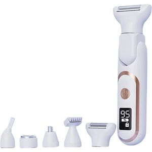 Nuvado Oplaadbare 5-in-1 Elektrische scheerapparaat Voor Vrouwen - Wit - Waterdichte Scheerapparaat Voor Oksels - Benen - Bikinilijn - Armen - Neus en Oren - Reizen - Ladyshave voor Vrouwen - LadyGroomer - Ladyshaver