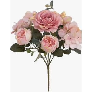Kunstbloemen retro rozenboeket stengel