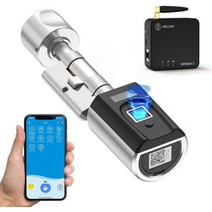 Slim Vingerafdrukslot met WiFi en RFID Kaart - Elektronisch Deurslot voor Verstelbare Cilinders (30-70 mm)