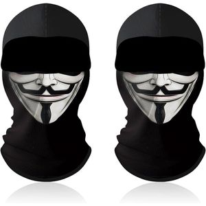 Klassieke Lichtgewicht Zwart Skimask Headwrap Gezichtsmasker Wind Motorfiets Masker - 2 Stuks Ademend Hood Zwart Full Face Bike Skateboard Ski Cosplay Kostuum