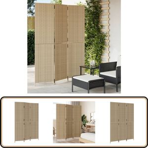vidaXL Kamerscherm 3 panelen - Poly Rattan - Beige Kamerscherm - Poly Rattan - Scheidingswand - Privacy Screen - Woonaccessoires
